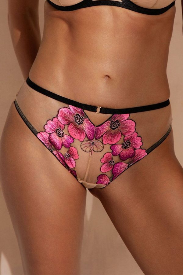 Kinga Slip Modell Desert Bloom P1256 2 238504 – Rosa/Schwarz – Ansicht 1