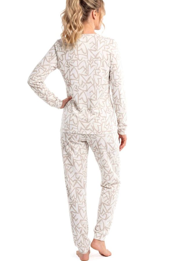 Donna Damen-Pyjama Modell Adore Long 333783 – Ecru, gemustert – Ansicht 3